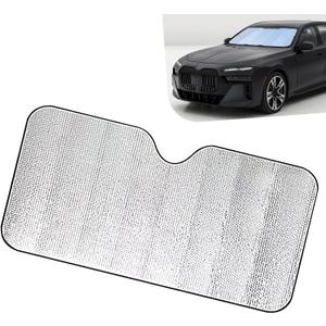 Car Windshield Sun Shade, 51.18" x 23.62" Double Bubble Front Window SunShade, Foldable Windshield Sun Visor for Keeping Vehicle Cool, Universal for Cars Trucks SUVS (Silver)
