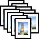 SESEAT 8x10 Picture Frame Set of 10, Display Pictures 5x7 with Mat or 8x10 Prints without Mat, Wall Mounting or Tabletop,Black