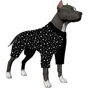 LovinPet Lovinpet Dog Clothes for Pitbull - Lucky Stars Cozy Dog Clothes, Slim fit, Pitbull Onesie, Lightweight Pullover Pajamas, Pet Pajamas for Dogs, Pitbull Clothes, Black 3XL