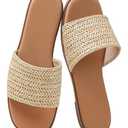 Slides Sandals for Women Basic Slip On Flat Sandals Open Toe Comfort Beach Sandals Slippers for Casual Dressy Summer Size 9