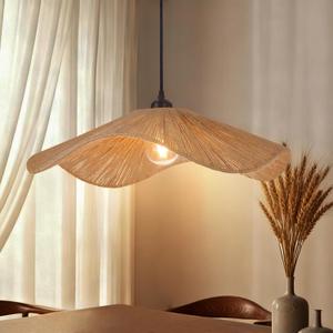19.6" Boho Large Farmhouse Chandeliers for Dining Room, 1-Light Coastal Hand Woven Rope Pendant Lights Kitchen Island Farmhouse Rustic Hanging Lamp Fixture for Bedroom, Living Room, Entryway, Foyer
