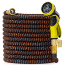 50 ft Expandable Garden Hose - 2025 Upgraded Flexible Water Hose 50ft with 10 Pattern Spray Nozzle, 3/4 Solid Brass Connectors, Retractable Latex Core - Lightweight Expanding Hose