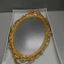 YANIZU Decorative Mirror Tray, Round with Handles, Organizer for Perfume, Makeup, Jewelry, Vintage Display and Serving Tray for Dresser, Counter and Coffee Table, 15.8" x 13", Gold