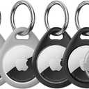 AirTag Holder with Keychain 4 Pack, Anti-Scratch Waterproof TPU Protective Case+All-Metal Key Ring Clip, Durable AirTag Accessories for GPS Tracker (Fits Pet Collar, Luggage, Backpack)