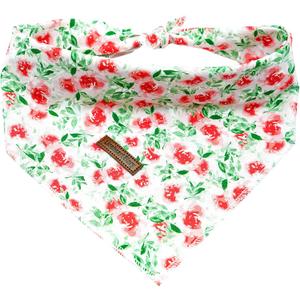 Lionheart Glory Floral Dog Bandana - Spring Summer Washable Soft Scarf, Square Adjustable for Medium Large Dogs (1 Pack) (Red Roses)