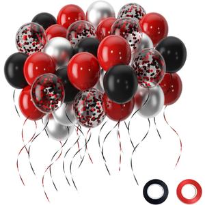 balloons- 50 red and black balloons,12inch with confetti black and red balloons,for birthday red and black party decorations