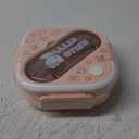 Bento Lunch Box Container Set with 3 Compartments Portable Personal Sealed Plastic Utensils Food Container Cute Kawaii Anime Kitty Bunny Dog (Pink Kitty)