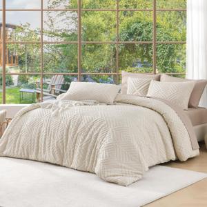 Andency Oversized King Comforter 120''x98'', 3 Pieces Beige Soft Boho Bedding Set & Collections, All Season Farmhouse Tufted Fluffy Bed Set (1 Comforter, 2 Pillowcases)