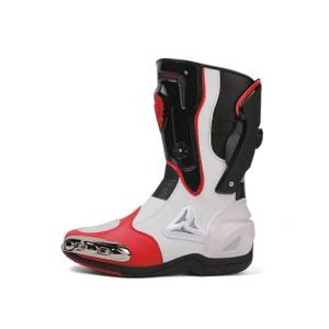 Motorcycle Riding Boots Motorcycle Leather Boots for Women and Men Protection Anti Slip Racing Sports (Red, Adult, Men, 5, Numeric, US Footwear Size System, Medium)