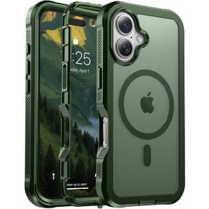 jaroco Magnetic for iPhone 17 Case, [Compatible with MagSafe][Military Grade Drop Protection][Heavy Duty Protection][Non-Slip][Shockproof] 2-Layer Durable Bumper Phone Case 6.3''-Army Green