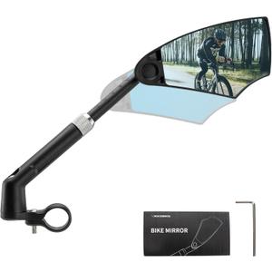 ROCKBROS Bike Mirrors for Handlebars, HD Anti-glare & Scratch Resistant Rear View Bicycle Mirrors, Foldable, Retractable & Adjustable Mount for 21-24cm Handlebar, Ebike, Escooter Accessories (Right)
