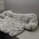 Codi Large Calming Dog Bed for Couch  Anti-Anxiety Sofa Protector Mat for XL Dogs, 45''x37''x6'', Machine Washable, Fluffy & Cozy with Non-Slip Bottom, Light Grey