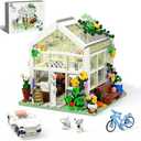 QLT White Flowers House Building Set, Compatible with Lego Flower Friends House Create Elegance and Warmth Environment, Greenhouse Building Toy, Nice Gift for Boys, Girls and Adult (639 Pcs)