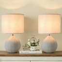 18.5" Ceramic Table Lamps Set of 2, White Bedside Nightstand Lamps, Farmhouse Vintage Style for Bedroom Living Room Office Guest Room Dresser End Table
