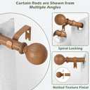 2 Pack Wood Curtain Rods for Windows 28 to 48 Inch,1 Inch Wood Grain Ball Adjustable Curtain Rod,Boho Heavy Duty Curtain Rods,Farmhouse Rustic Window Curtains Rods,Brown Drapery Rods Set 18-45"