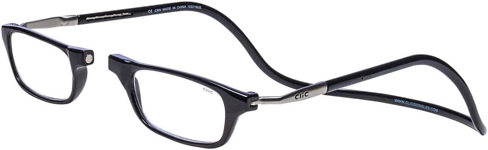 Clic Magnetic Reading Glasses for Men or Women, Computer Readers, Original Long (Black, 2.25 Magnification)