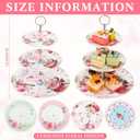 Dandat 4 Pcs 3 Tier Tea Party Cake Stand Floral Ceramic Cupcake Display Round Porcelain Cupcake Dessert Tower Tray Pastry Serving Tray Platter for Tea Party Wedding Birthday, 4 Designs