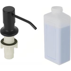 Soap Dispenser for Kitchen Sink, Matte Black Built in Sink Soap Dispenser, Stainless Steel Kitchen Soap Pump Head with 17oz Bottle