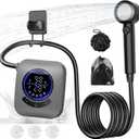 IGRL Portable Shower - 8000mAh Rechargeable Camping Shower Pump with Bath Sponge, 4 Spray Modes, IPX8 Waterproof, Ideal for Outdoor Camping, Travel, Car Washing, Pet Bathing, and Watering Plants