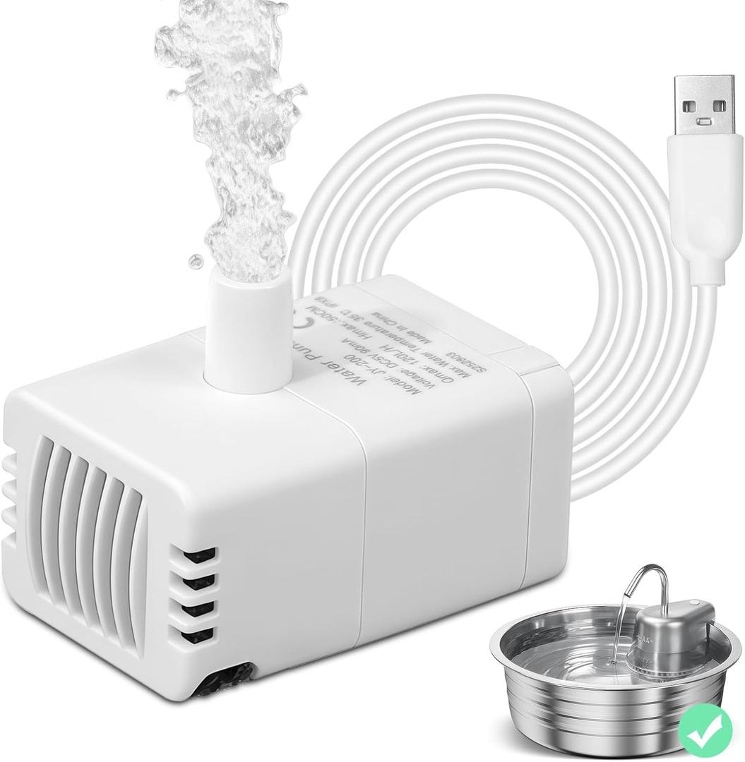 Cat Water Fountain Pump, JY-200S Replacement Pump for Stainless Steel Pet Fountain Adjustable Water Flow Dispenser, Ultra Quiet Pump with Submersible Motor for Dog Drinking Bowl, Low Consumption Cat Water Fountain Pump, JY-200S Replacement Pump for Stainless Steel Pet Fountain Adjustable Water Flow Dispenser, Ultra Quiet Pump with Submersible Motor for Dog Drinking Bowl, Low Consumption