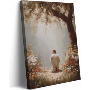 Jesus Praying Canvas Wall Art Christian Religious Decor 16 x 24Inch