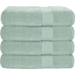 GLAMBURG Premium Cotton 4 Pack Bath Towel Set - 100% Pure Cotton - 4 Bath Towels 27x54 - Ideal for Everyday use - Ultra Soft & Highly Absorbent - Sea Green