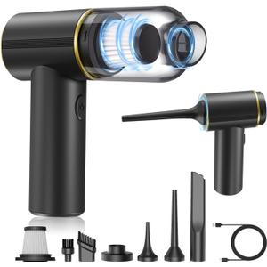 JONEME Portable Car Vacuum Cleaner High Power 12000PA,4 in 1 Hand Held Vacuum Cordless Rechargeable Air Blower & Pump & Air Duster,Small Mini Handheld Vacuum for Car,Home,Office,Pet Hair