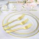 Dealusy 100 Count Heavy Duty Gold Plastic Forks Disposable, BPA-Free, Heat Resistant, Solid and Durable Premium Plastic Disposable Forks for Party Supply