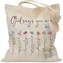 IIILUYOT Aesthetic Christian Floral Book Tote Bag (God Says You Are) Christian Gifts for Women Friend, Religious Cute Cloth Bags Mother Gifts for Women Mother, Reusable Graphic Cotton Bags