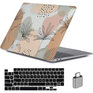 LanBaiLan Compatible for MacBook Pro 13 inch with Touch Bar 2022 2020 2019 2018 2017 2016 Release M1 M2 A2338 A2289 A2251 A2159 A1989 A1706 A1708, Laptop Hard Case & Keyboard Cover, Aesthetic Flower
