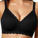 COCOMARTS Jelly Bras for Women No Underwire Scalloped Push Up Wireless Bralettes Seamless Soft Comfort Everyday Tshirt Bra,  2XL