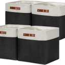 DULLEMELO Storage Baskets, 13 Inch Cube Storage Bins for Shelves Closet Nursery Toy Storage, Foldable Linen Closet Organizers Storage Baskets for Toy Closet Storage?4 Pack - 13" White&Black)