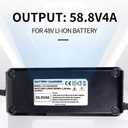 58.8V 4A Battery Charger for 48V 52V 14S Lithium Battery Pack Charger, LED Screen Display Real-time Charging Voltage, Multiple Security Protection and Smart Shut-Off Charging