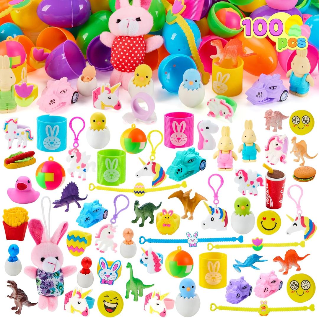 100 Piece Easter Egg Hunt Kit 100 Eggs & Various Party Favors