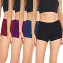 wirarpa Women's Boyshorts Panties Cotton Boxer Briefs for Ladies Underwear Shorts with Cotton Crotch 4 Pack (Medium, Black/Navy/Dark Purple/Red)