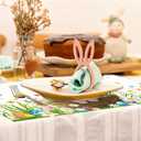 Easter Disposable Placemats 50 Pack 11 x 17 Inch, Bunny Rabbit Colorful Eggs Flower Print Waterproof & Greaseproof Place Mats for Easter Table Decorations, Holiday Party, Spring Festival Dinner