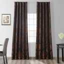 HPD Half Price Drapes Designer Damask Curtains for Room Decoration 96 Inches Long Faux Silk Room Darkening Curtains (1 Panel), 50W x 96L, Black & Cognac