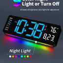 MASHI Digital Wall Clock, 16" Large Display Digital Clock with Remote Control, Auto-Dimming Wall Clock with Night Light, DST, Date Week,Temp for Living Room, Bedroom, Decor, for Elderly