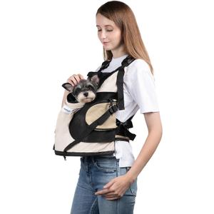 Dog Carriers for Small Dogs,Dog Backpack with 2 Pocket for Travel,Comfortable Dog Front Carrier Suitable for Dogs 8-18 pounds Machine Washable (Beige), 14.2"L x 13.8"W x 7.9"H