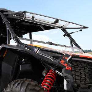 KEMIMOTO 2024-2026 XP 1000 2 in 1 Front Flip Windshield New Upgraded Pipe Clamp Clear Full Windshield Fit Roof Polycarbonate 300X Stronger than Glass Compatible with 2024/2025+ Polaris RZR XP 1000/4
