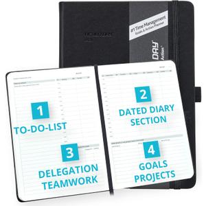Action Day 2026 Weekly Planner - Effective Planning System to Increase Productivity,To-Do List,Weekly Goals,Projects,Teamwork,Daily Diary,Yearly & Monthly overview, Notes Pages (Black, 8x11 Inch)