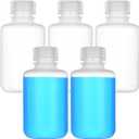 4oz/125ml Plastic Sample Bottles with caps, Wide Mouth Reagent Bottle with Lids Leak Proof Containers Water Sample Bottles for Laboratories, Travel(5Pcs)