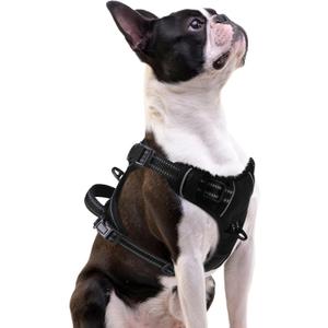 PUPTECK No Pull Dog Harness Small Sized, Adjustable Reflective Dog Harness with Handle Easy Control, Comfortable Soft Padded Pet Vest Harness for Small Dogs, Black S