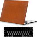 DTangLsm for MacBook Air 13 inch Case 2026 2025 2024-2022 M5 A3449 M4 A3240 M3 A3113 M2 A2681, Crocodile Skin Alligator PU Leather Hard Cover for MacBook Air M5 13.6 inch Case + Keyboard Cover, Brown