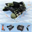 Fishing Float Tubes, Inflatable Float Tube, Belly Boat Fishing with Adjustable Straps, Storage Pockets, Fish Ruler, Pump, Oar, Rod Holder and Mount, Fins, 350LBS Load Bearing Capacity