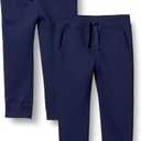 Amazon Essentials Girls and Toddlers' Sweatpants, Multipacks (Large, Navy)