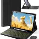 for iPad Air 11-inch/ 5th/ 4th Generation Case with Keyboard iPad Air 10.9/11-inch M3 M2 Air 5 Air 4 Gen 2025/2024/2022/2020 Magic Keyboard Backlit Built-in Pencil Holder with Mouse - Black