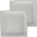 The HC Companies 14 Inch Accent Square Plant Saucer, Lightweight UV-Resistant Plastic Outdoor & Indoor Flower Pot Tray, 2-Pack Plant Pot Trays for Garden & Home Decor, White