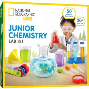 National Geographic Junior Chemistry Set - Complete Early Learning Lab Kit with 50 Science Experiments for Kids and 20+ Lab Tools, Chemistry Set, Science Experiments for Kids 4-6