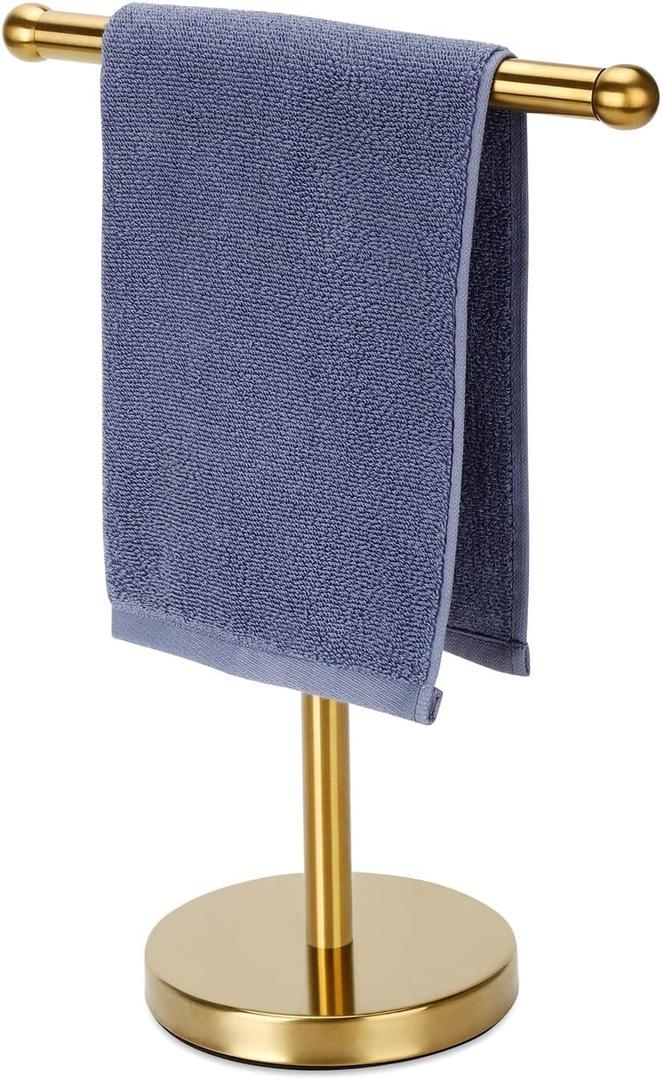 Hand Towel Holder Gold, Hand Towel Rack Stand with Heavy Weighted Base, Countertop Hand Towel Holder Stand for BathroomSUS304 Stainless Steel (Gold)